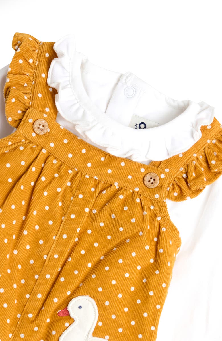 JOJO MAMAN BEBE Cotton Top & Duck Appliqué Corduroy Overalls Set, Alternate, color, Mustard