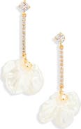 NATASHA Crystals & Faux Pearl Petal Drop Earrings