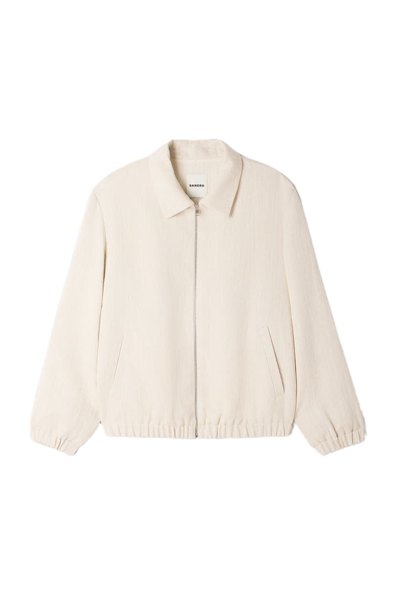 Cotton zip-up jacket, Alternate, color, Ecru