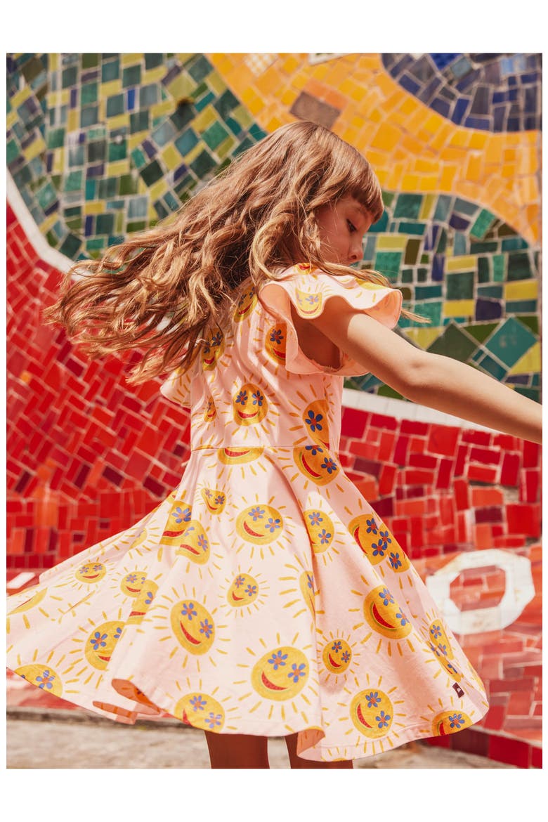 Flutter Sleeve Twirl Dress, Alternate, color, Smiley Sun