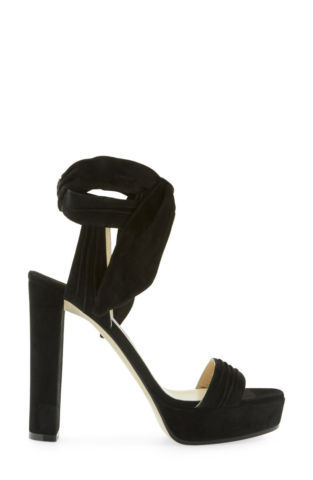 'Kaytrin' Wraparound Strap Sandal, Alternate, color, BLACK SUEDE
