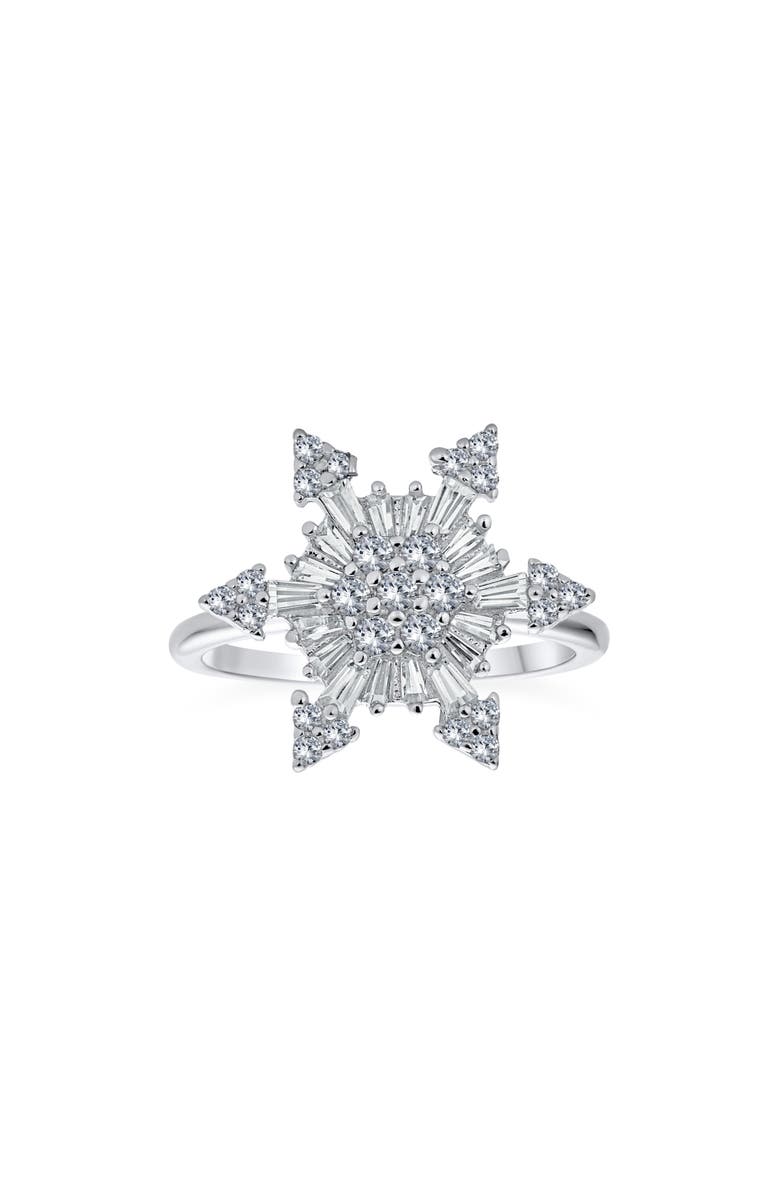 BLING JEWELRY Sterling Silver CZ Snowflake Spinner Ring, Main, color, 