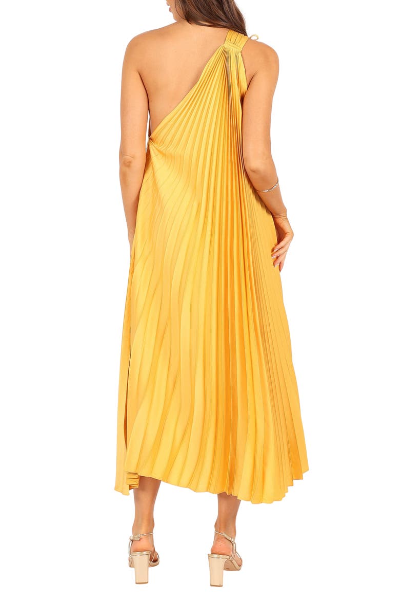 Cali Pleated One-Shoulder Maxi Dress, Alternate, color, SAFFRON