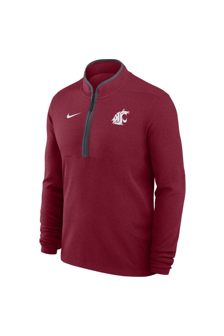Men's Nike Crimson Washington State Cougars Coaches Courtside Basketball Victory Performance Quarter-Zip Top, Alternate, color, Crimson