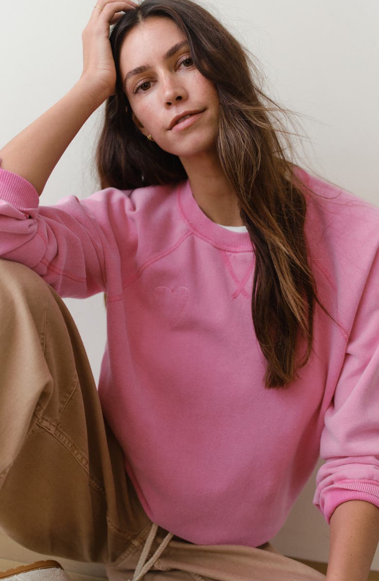 Marine Layer Cloud 9 Reversible Cotton Blend Sweatshirt, Alternate, color, Fuscia