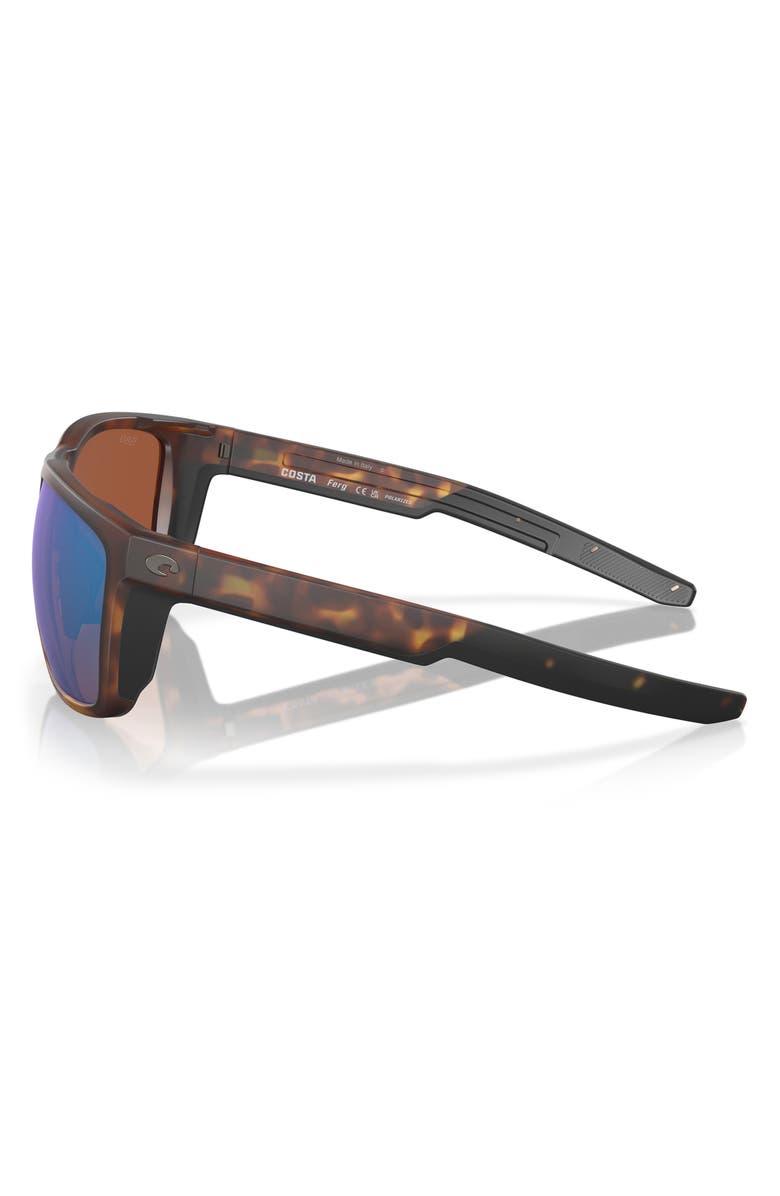 Costa Del Mar Ferg 59mm Polarized Mirrored Rectangular Sunglasses, Alternate, color, Tortoise / Green Mirror 580G