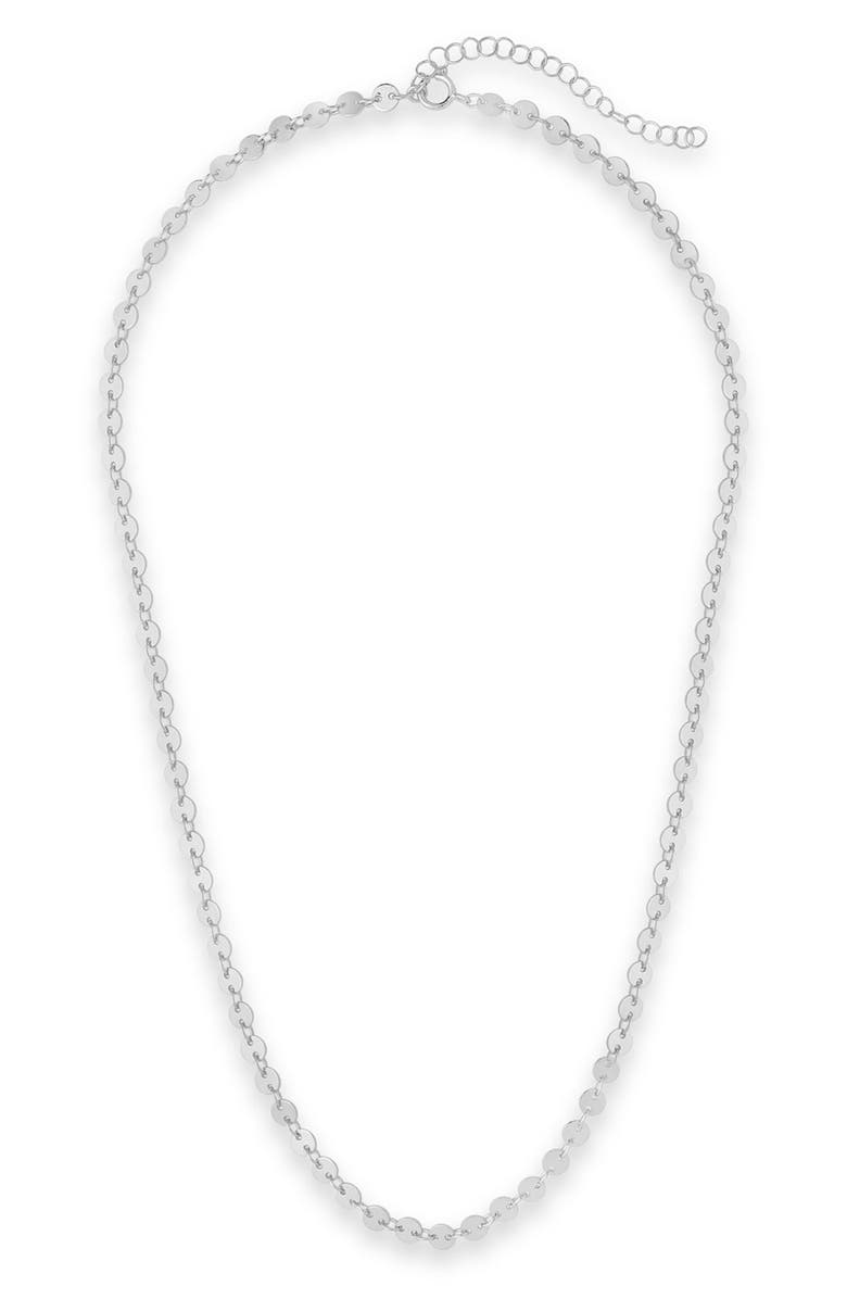 Sterling Forever 14K Rose Gold Plated Brass Disk Linked Necklace, Alternate, color, Silver