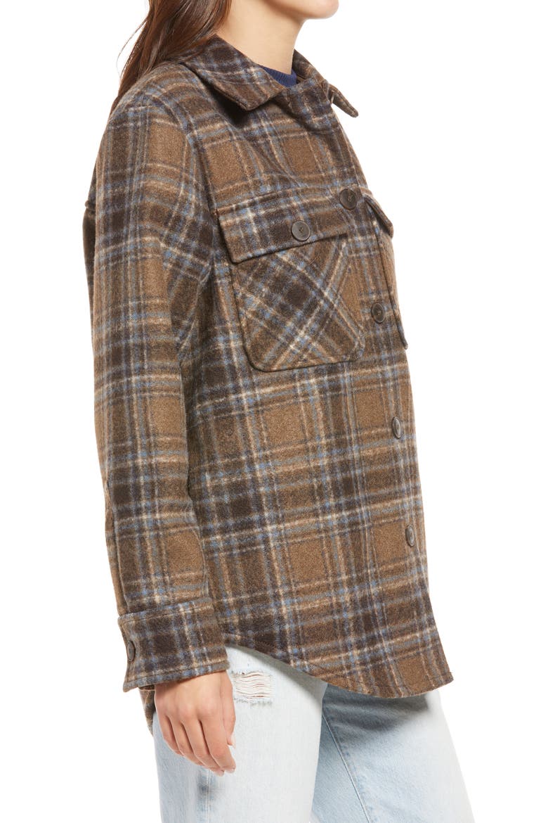 Plaid Shirt Jacket, Alternate, color, BROWN- BLUE LA TARTAN