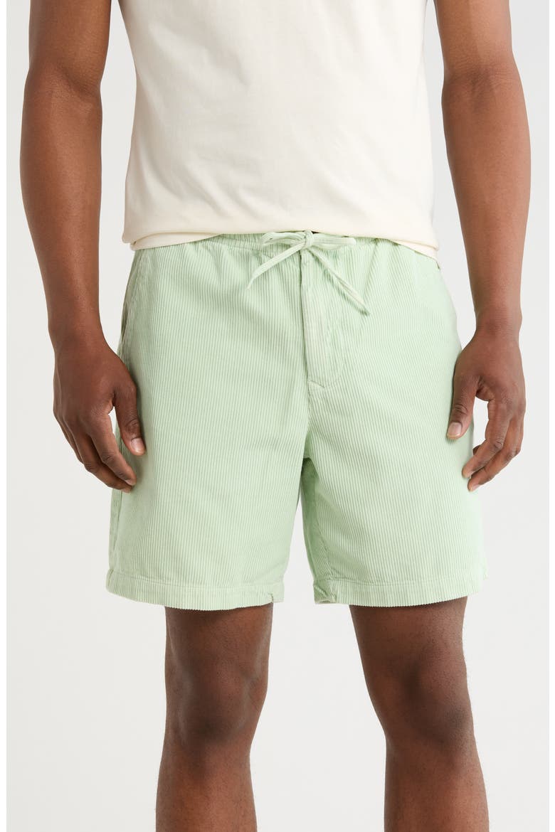 Washed Corduroy Relaxed Shorts, Main, color, PALE APPLE