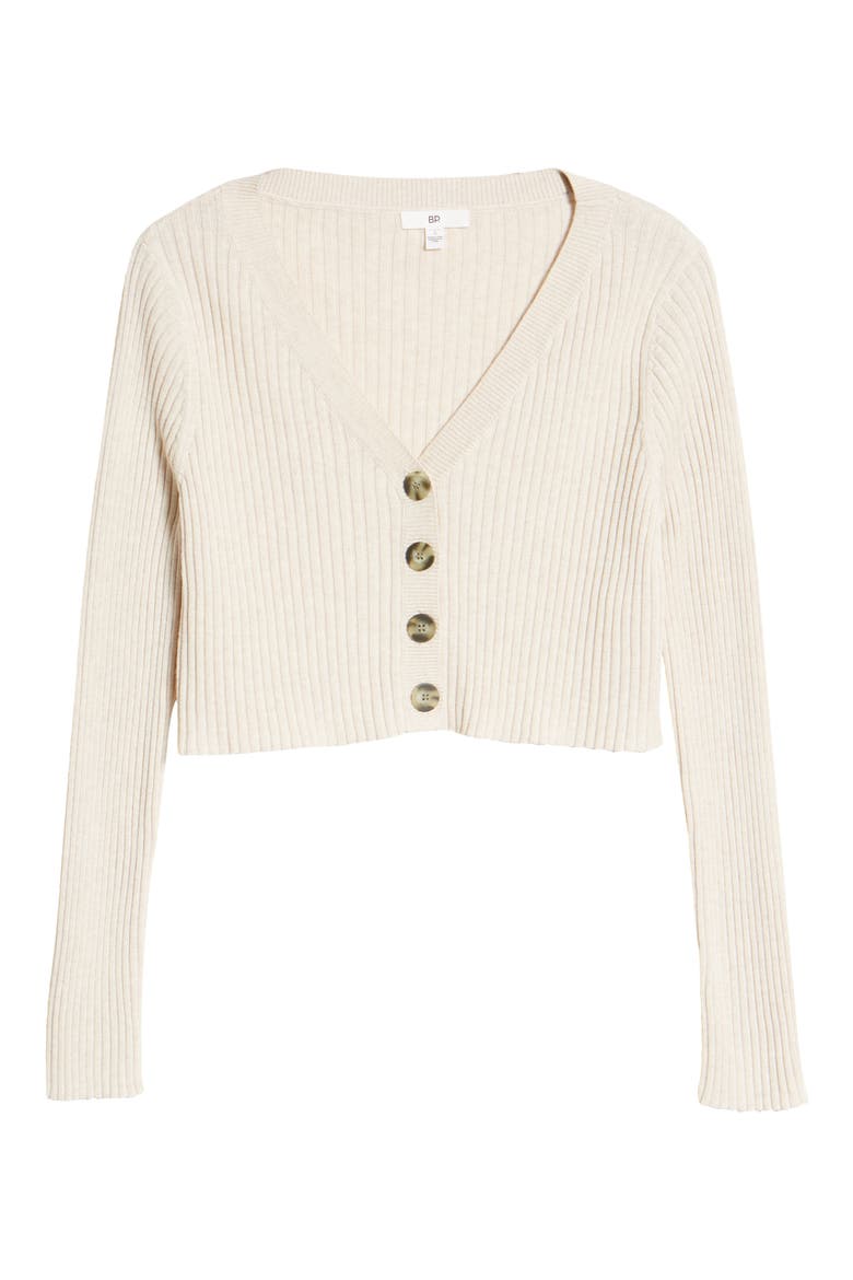 Cropped Cardigan, Alternate, color, BEIGE OATMEAL LIGHT HEATHER