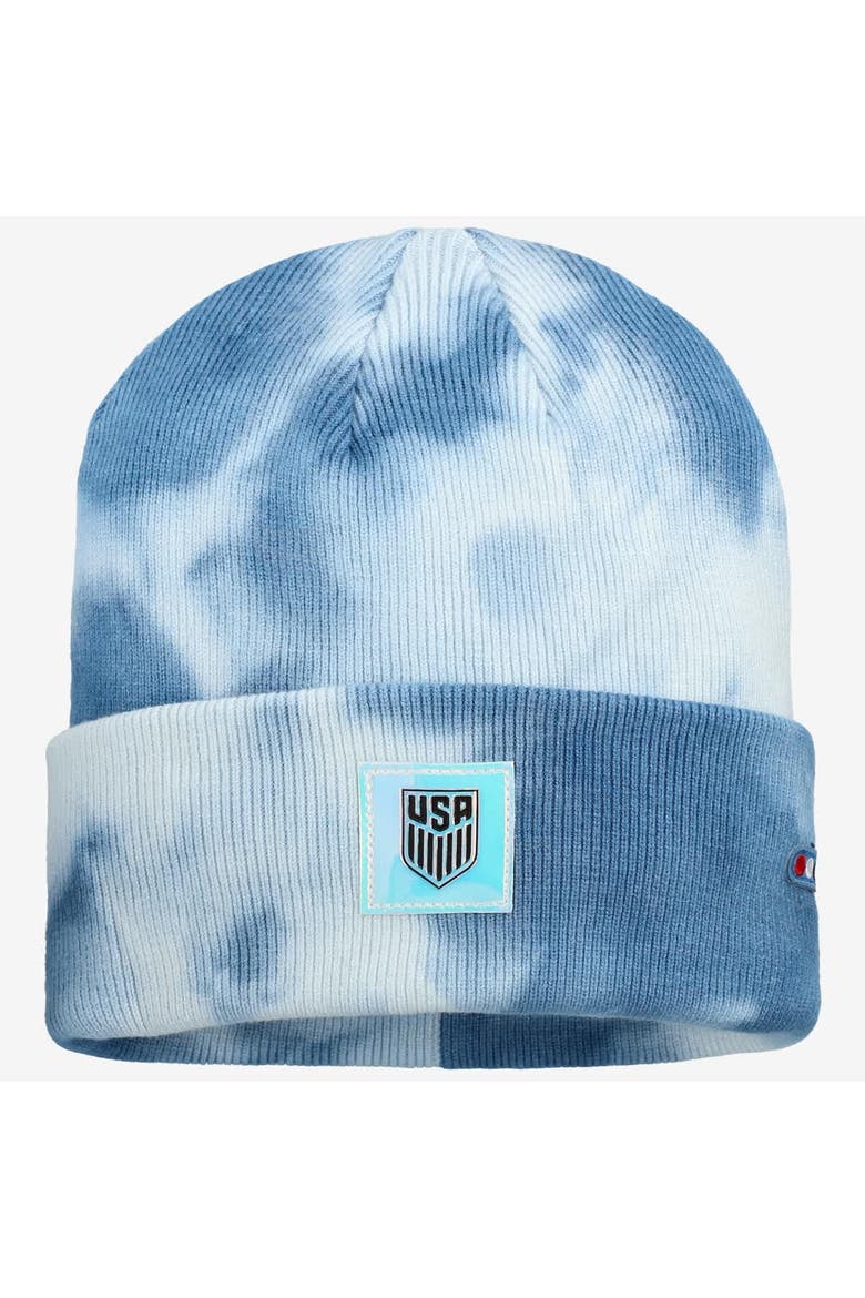 Unisex Blue USMNT Psychedelic Tri-Blend Cuffed Knit Hat, Main, color, Blue