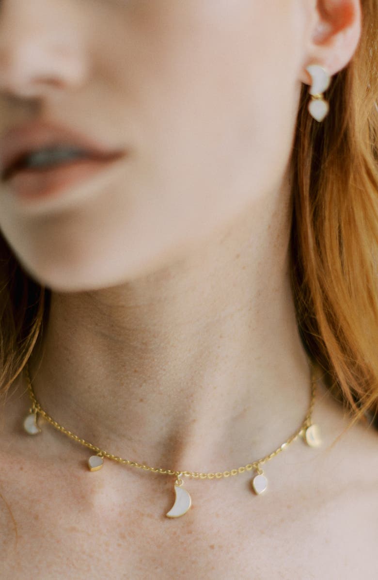 Freya Rose Petite Moon Earrings, Gold, Alternate, color, Gold