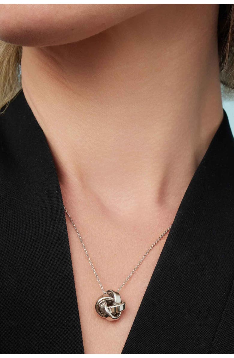 Oradina Sterling Silver Eternal Knot Pendant Necklace, Alternate, color, Silver
