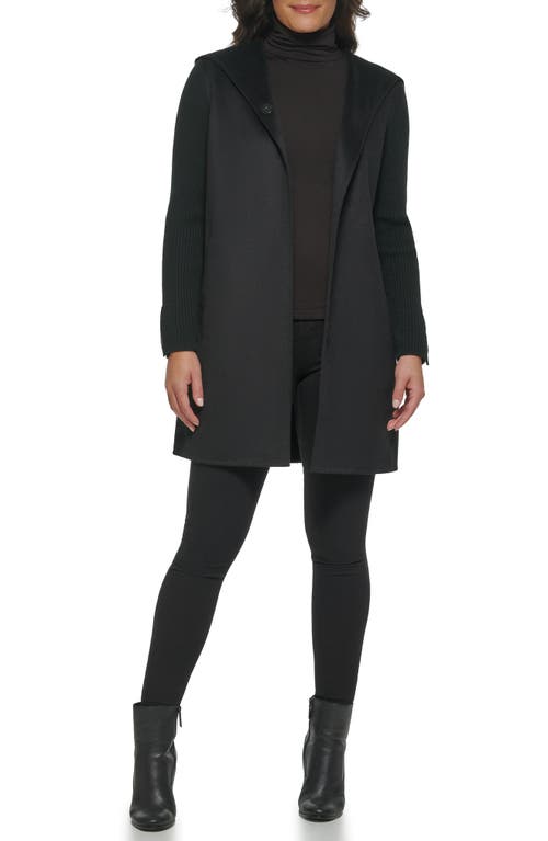 Kenneth Cole New York Double Face Wool Blend Hooded Coat In Black
