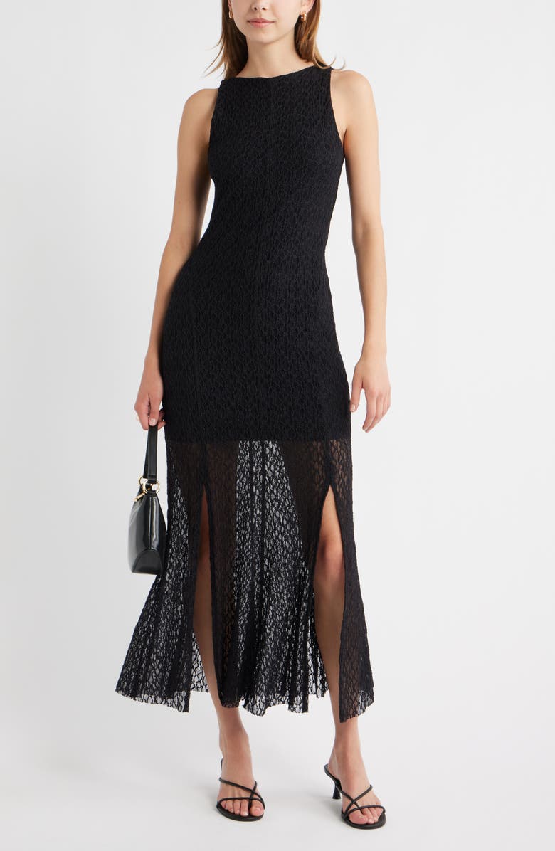 Open Edit Sleeveless Lace Maxi Dress, Alternate, color, Black