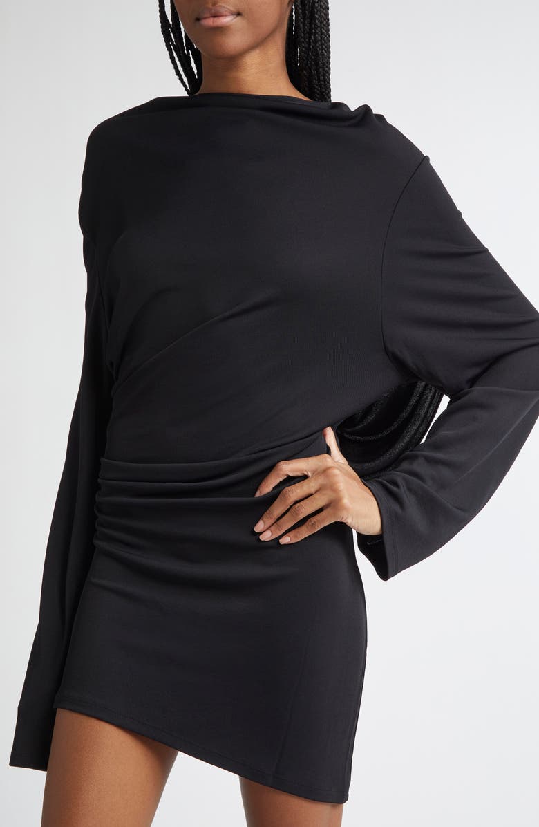 Jacquemus La Croisière Open Back Long Sleeve Dress, Alternate, color, Black