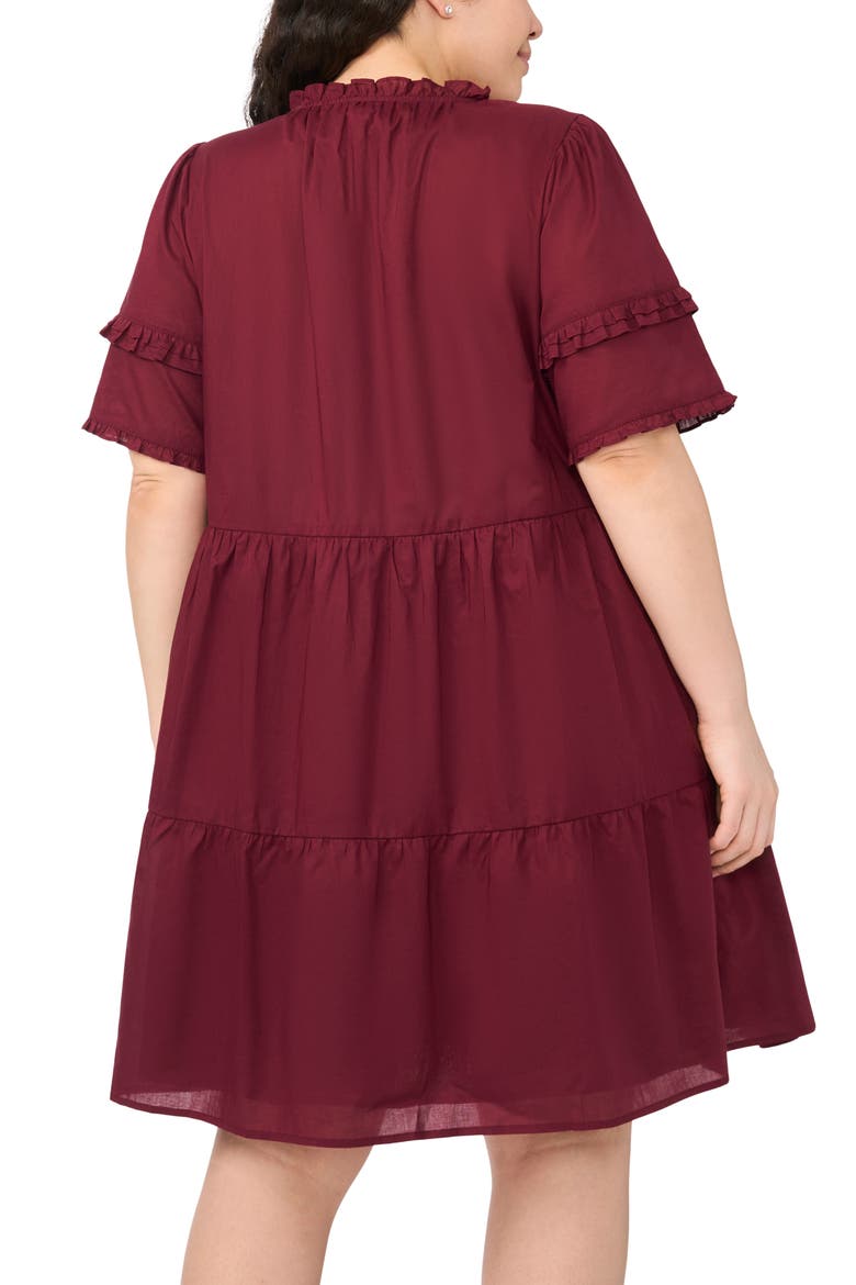 Pintuck Tiered Cotton Dress, Alternate, color, WINDSOR WINE