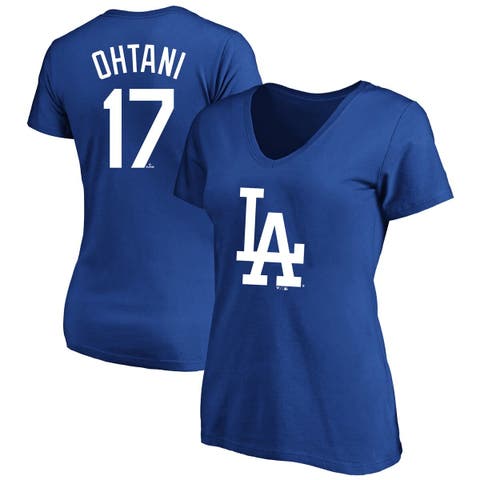 Women's Fanatics Shohei Ohtani Royal Los Angeles Dodgers Plus Size Name & Number T-Shirt