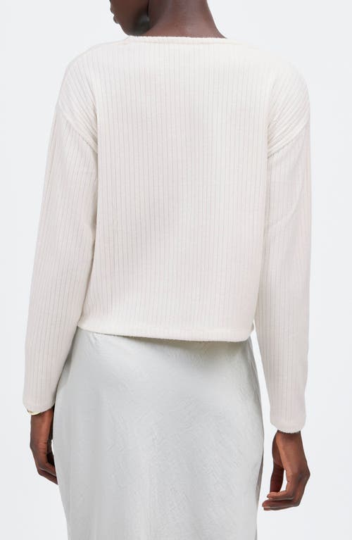 Madewell Relaxed Rib Button Front Cardigan In White
