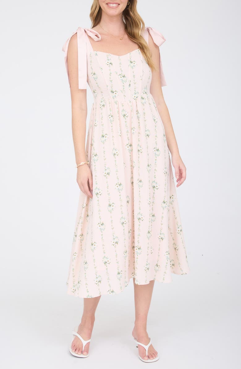 Blu Pepper Bow Tied Strap Midi Dress, Main, color, 