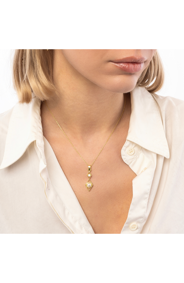 Spero London Sterling Silver Rhombus 3D Pearl Necklace, Alternate, color, Gold