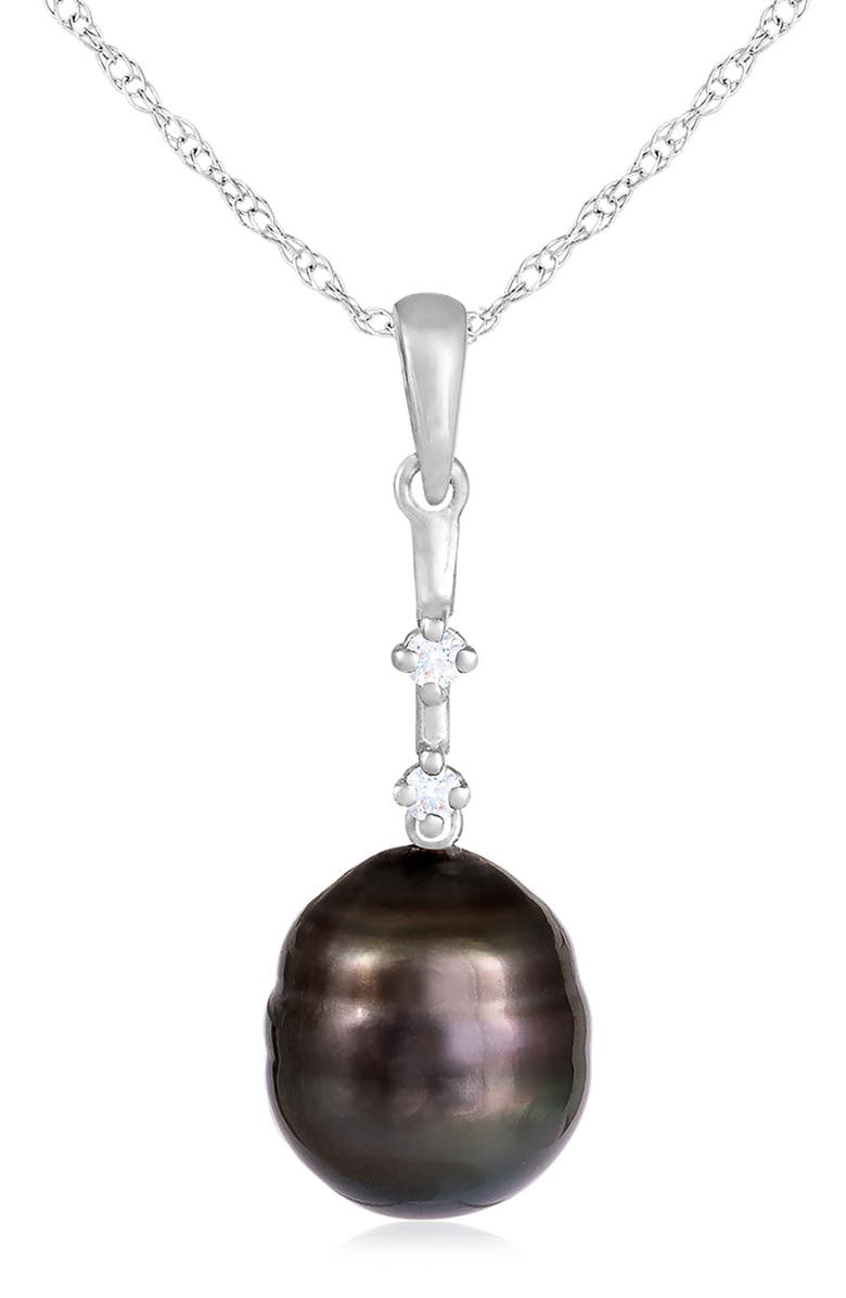 SPLENDID PEARLS 14K White Gold Diamond & Cultured Tahitian Pearl Pendant Necklace - 0.04ct., Alternate, color, 