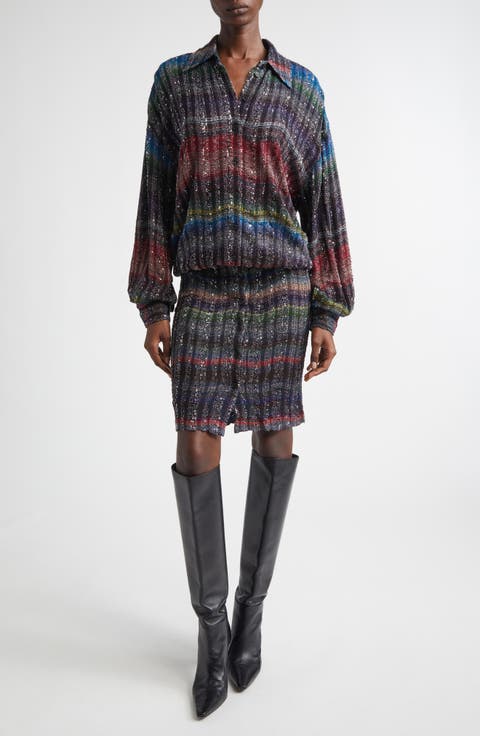 Long Sleeve Blouson Midi Dress