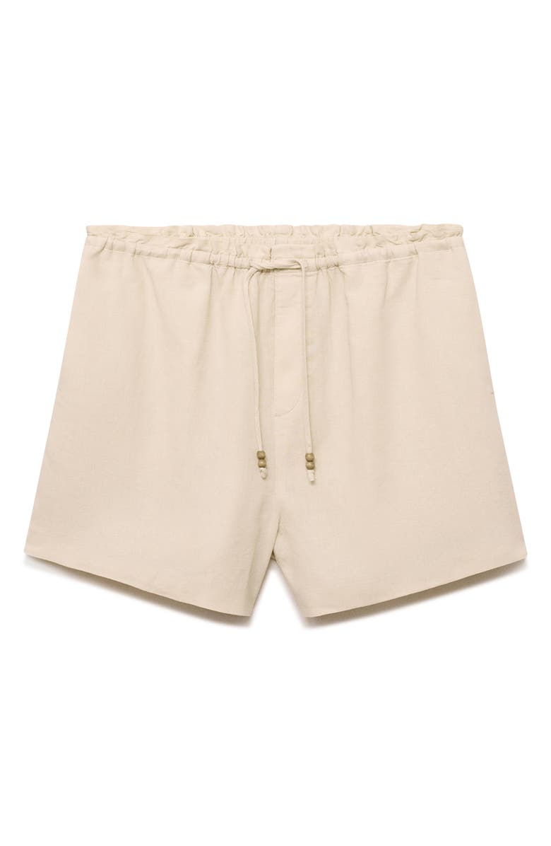 MANGO Drawstring Waist Line Blend Shorts, Main, color, Beige