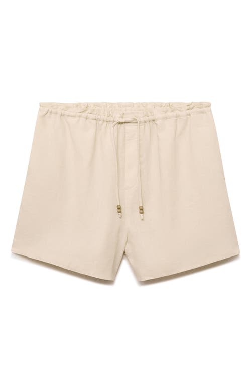 Mango Drawstring Waist Line Blend Shorts In Neutral