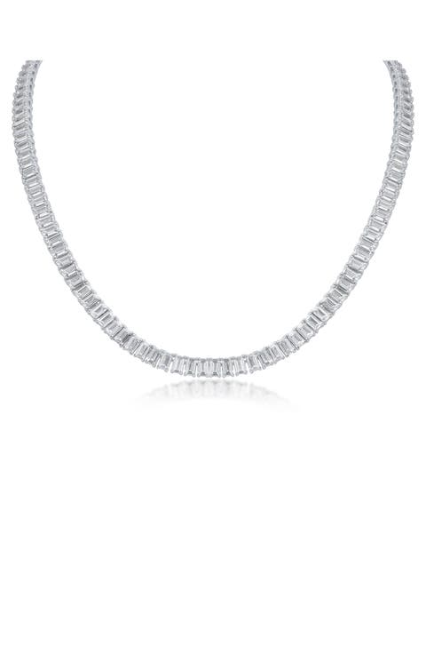 Emerald-Cut Cubic Zirconia Tennis Necklace