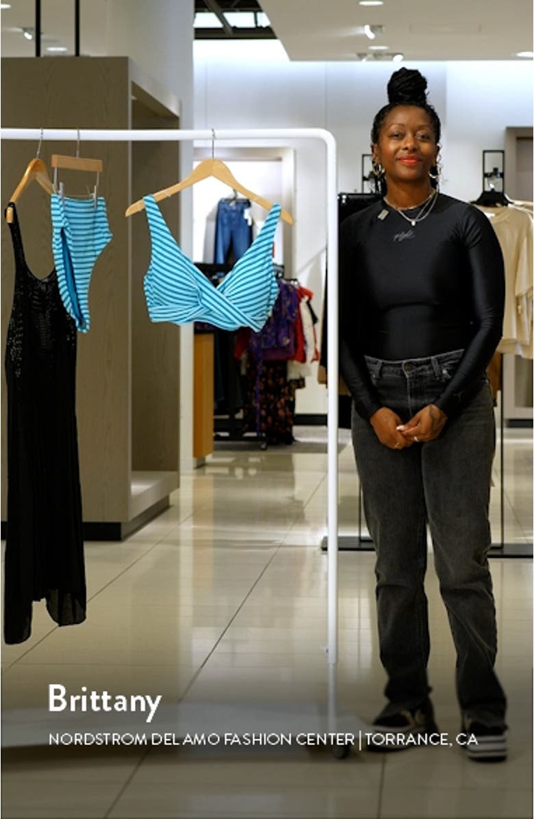 Capri Stripe Multifit Cross Front Bikini Top, sales video thumbnail