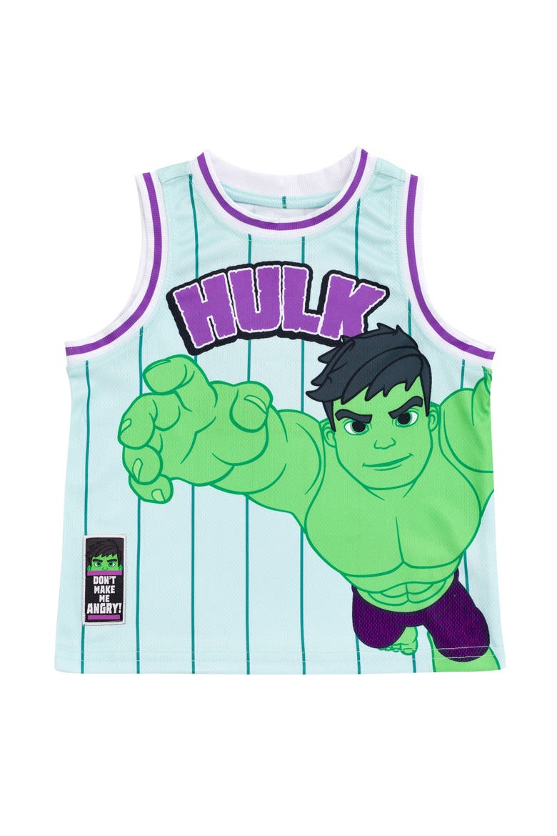 Spidey and His Amazing Friends Athletic Mesh Tank Top and Shorts Set, Alternate, color, Hulk Light Blue