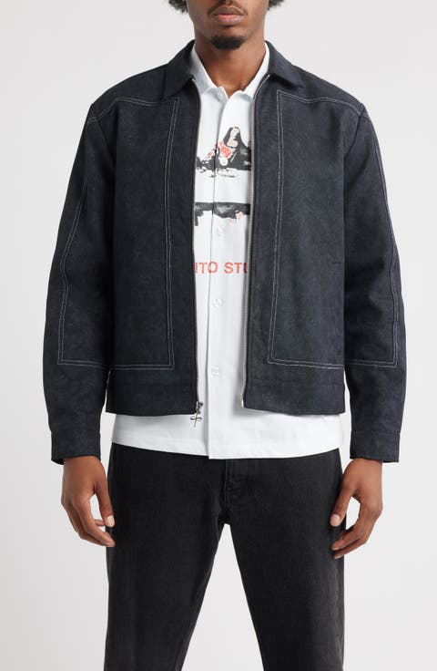 Alcamo Contrast Stitch Cotton Zip-Up Jacket