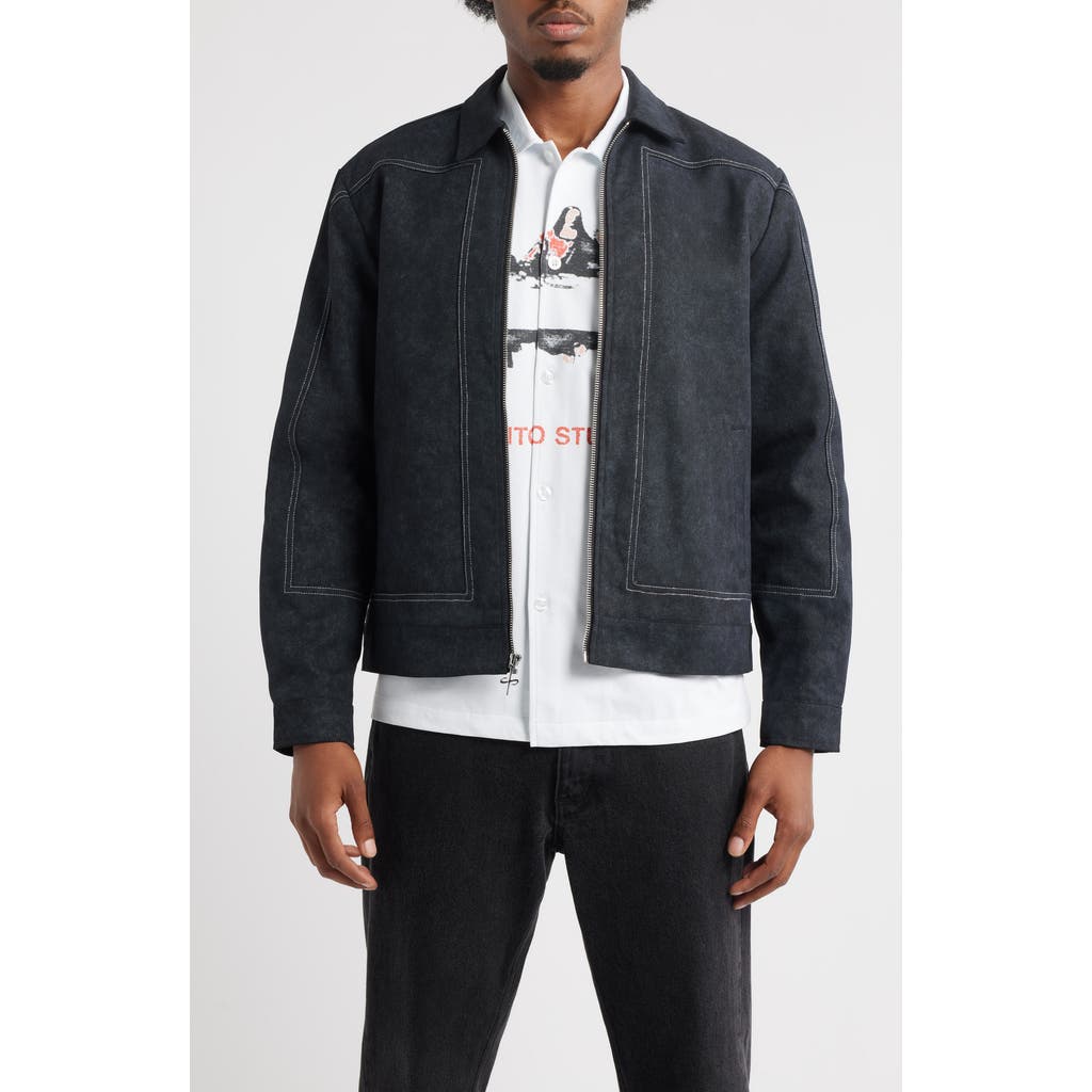 Santo Studio Alcamo Contrast Stitch Cotton Zip-up Jacket In Blue