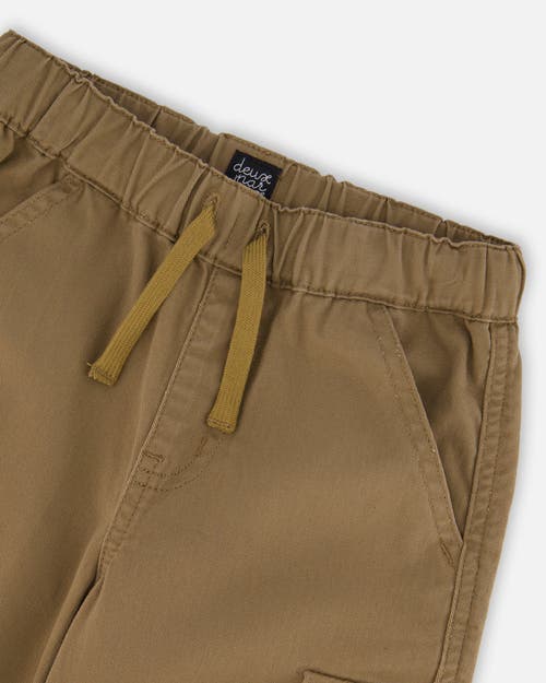 Deux Par Deux Twill Jogger Cargo Pants In Brown