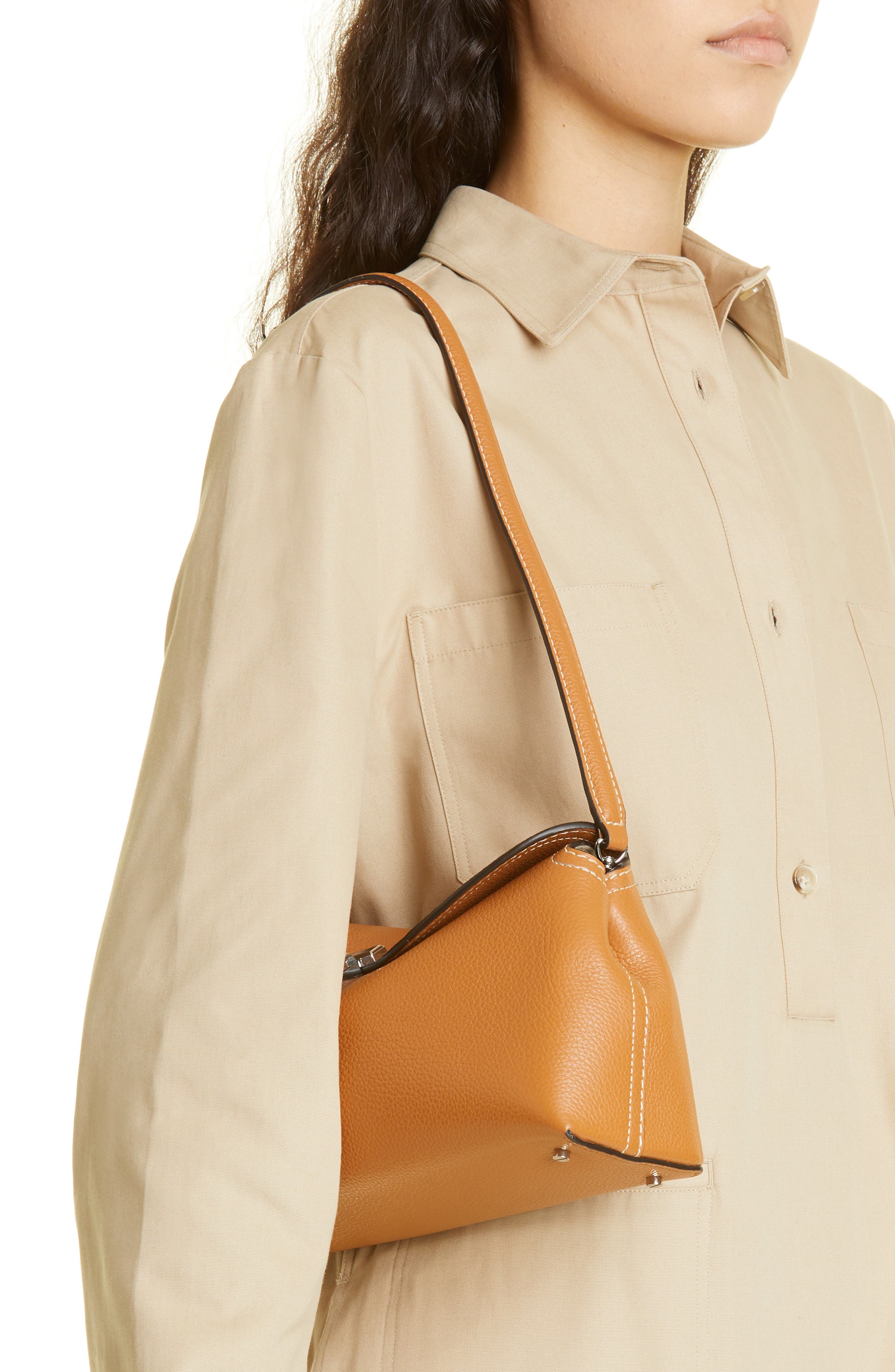 T-Lock Leather Clutch, Alternate, color, TAN GRAIN