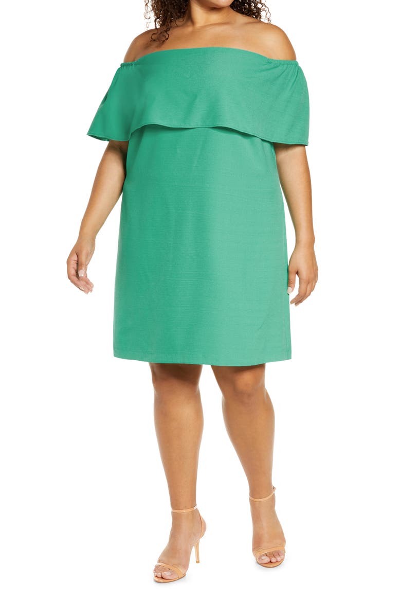 Off-the-Shoulder Cocktail Dress, Main, color, ATLANTIS