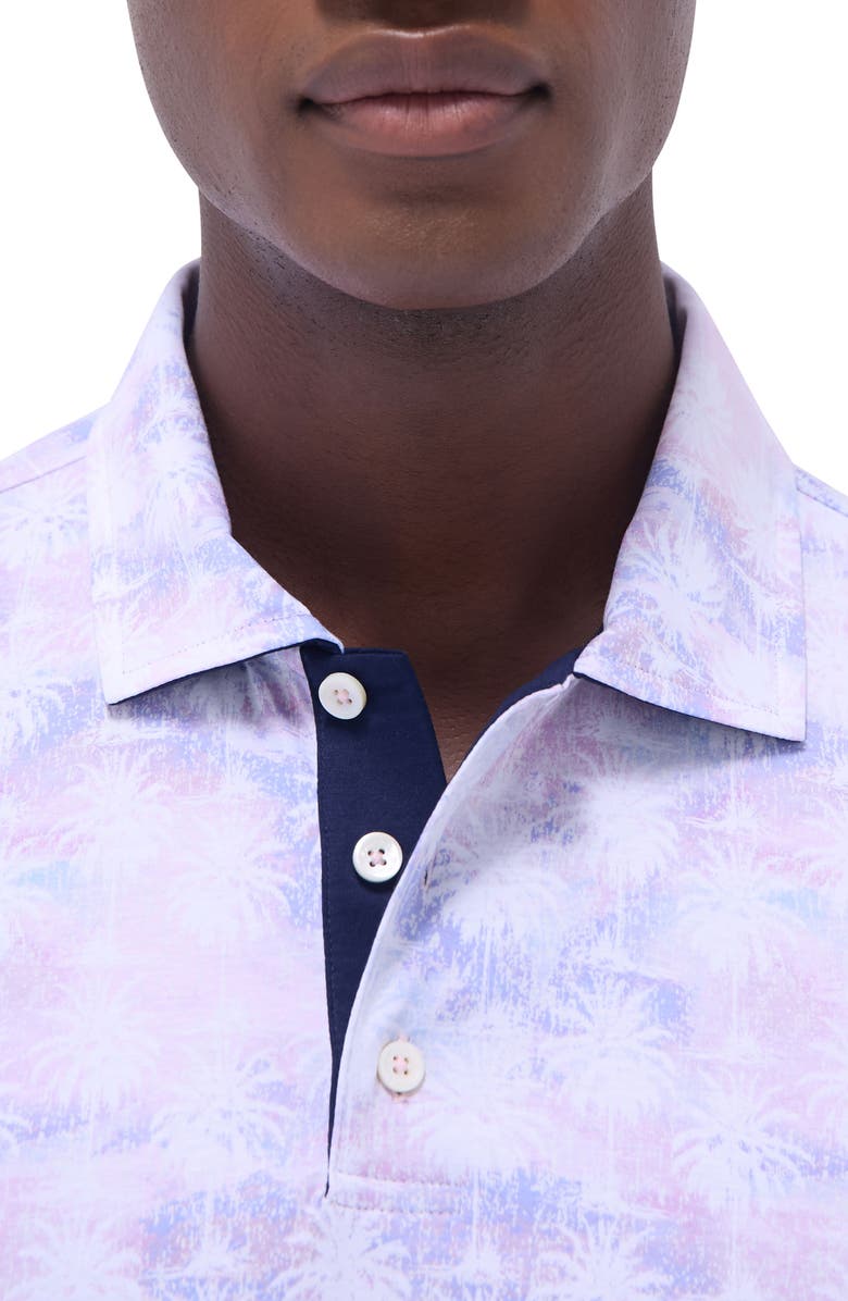 Bugatchi Hendrix Digital Palm Print Pima Cotton Polo, Alternate, color, Pink