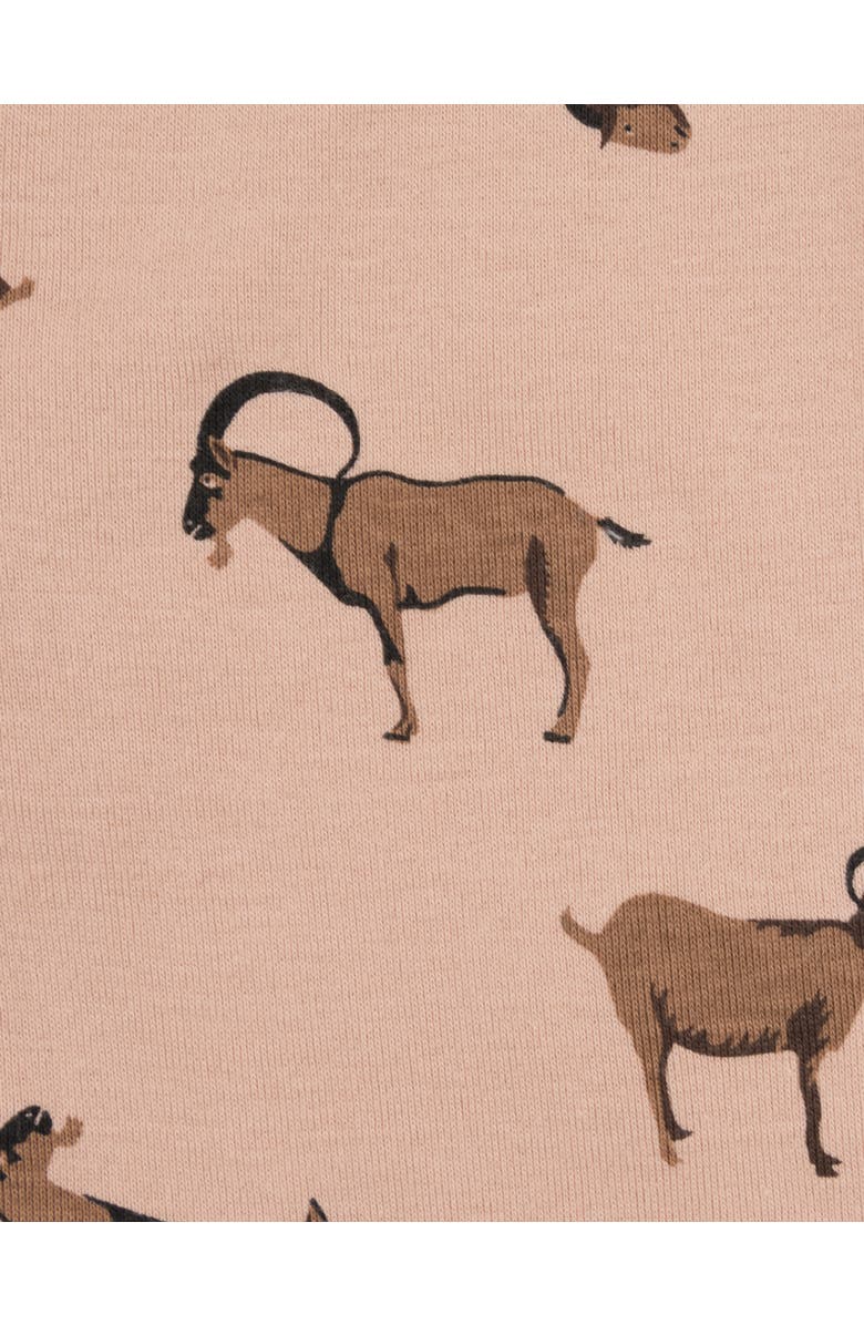 Leveret Cotton Two-Piece Printed Pajamas, Animals & Characters, Alternate, color, Goat Beige