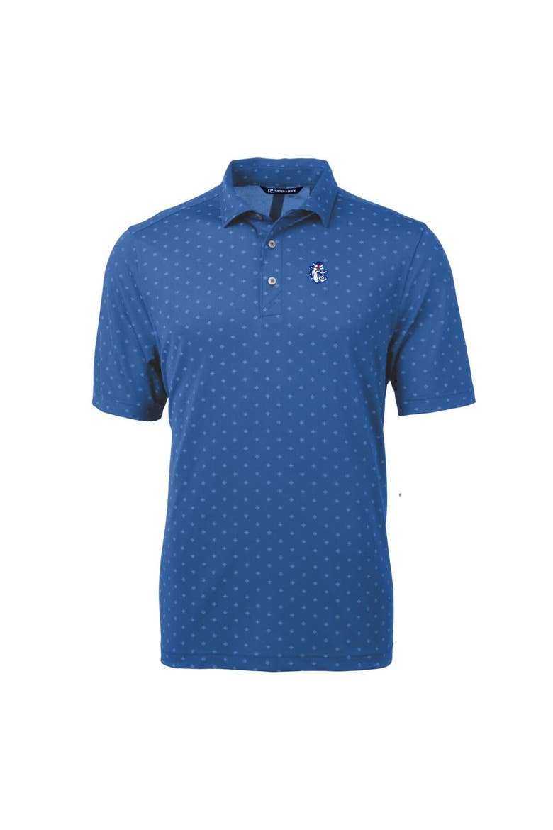 Men's Cutter & Buck Blue Fresno State Bulldogs Virtue Eco Pique Tile Recycled Polo, Alternate, color, Blue