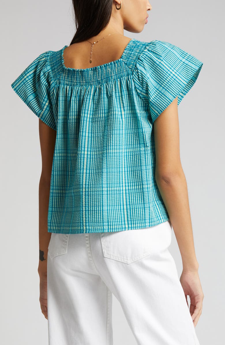 Rails Sonora Check Square Neck Cotton Blend Blouse, Alternate, color,