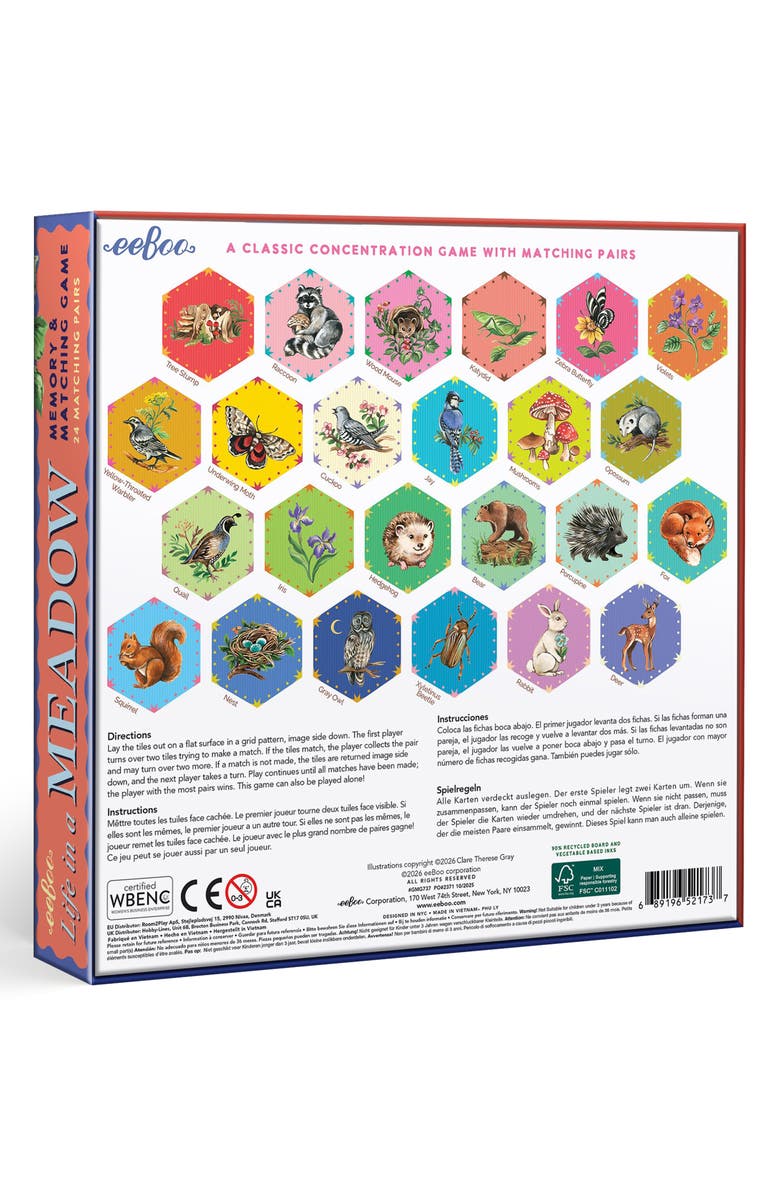 eeBoo Life In a Meadow Memory & Matching Card Game, Alternate, color, Multi