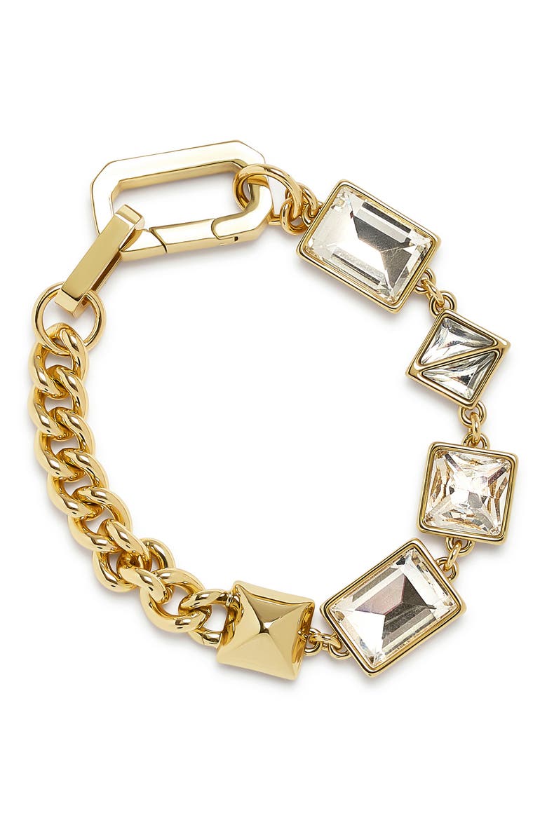 Geometric Crystal Bracelet, Main, color, GOLD