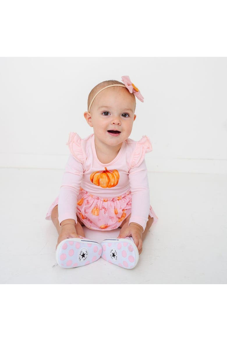 Pumpkin Long Sleeve Tutu Bodysuit, Alternate, color, Multicolor