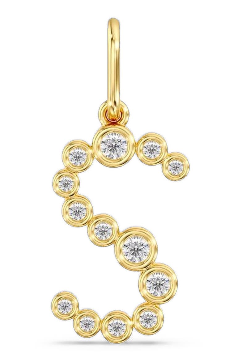 Bezel Letter "S" Lab Diamond Charm in 14K, Main, color, Yellow Gold