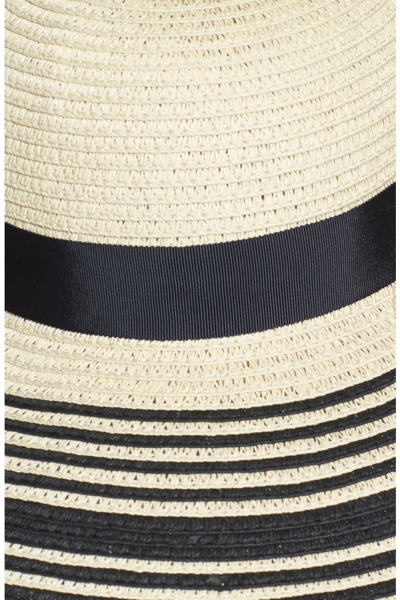 Badgley Mischka Stripe Straw Hat, Alternate, color, NATURAL/ BLACK