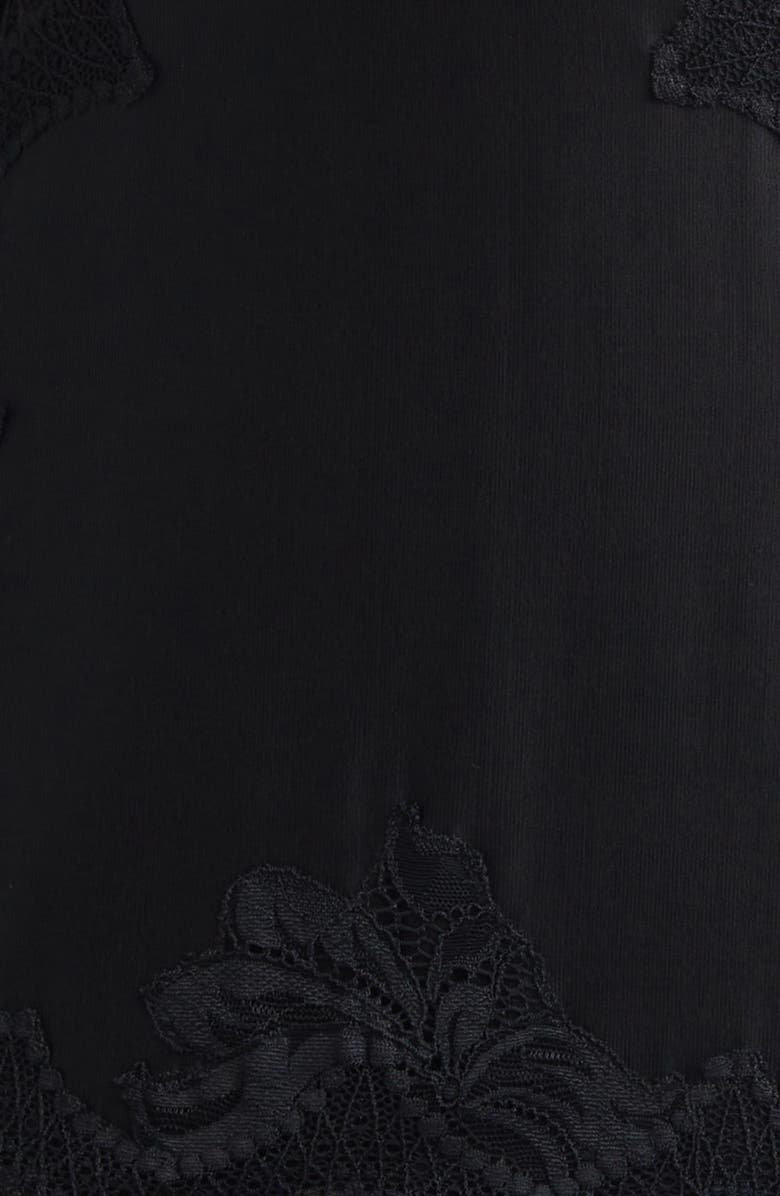 Rabanne Long Sleeve Jersey & Lace Gown, Alternate, color, Black