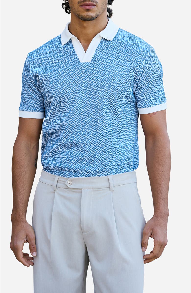 MAUVAIS Calvi Swirl Geo Jacquard Slim Polo, Alternate, color, Medium Blue