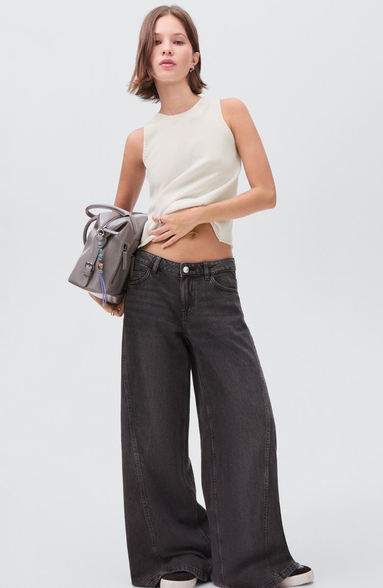 MANGO TEEN Lace-Up Sleeveless Knit Top, Alternate, color, Off White