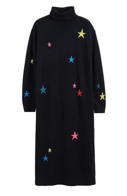 Chinti & Parker Wool Cashmere Star Rollneck Dress In Black